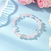 Natural Rose Quartz & Quartz Crystal & Dyed Synthetic Moonstone Beaded Stretch Bracelets for Women BJEW-JB12305-01-1