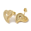 Rack Plating Heart Brass Micro Pave Cubic Zirconia Stud Earrings for Women EJEW-P272-11G-2