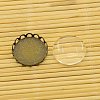 Antique Bronze Brass Cabochon Settings and Flat Round Transparent Clear Glass Cabochons KK-X0003-RS-4