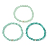 3Pcs Faceted Imitation Jade & Opaque Glass Rondelle Beaded Stretch Bracelets for Women BJEW-JB12563-03-1