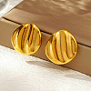 Stylish Stainless Steel Flat Round Striped Button Stud Earrings NI1376-2