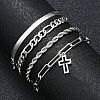 7Pcs Alloy Cross Pendant Necklaces & Bracelet Sets for Unisex PW-WGF8A56-01-4