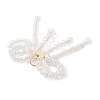 3Pcs Glass Seed Beaded Bowknot with Heart Pendants PALLOY-MZ01162-5