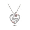 Alloy Rhinestone Mom Heart Pendant Necklaces for Mother's Day FS-WG2686A-01-1