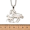 304 Stainless Steel Laser Cut Double Horse Pendant Box Chain Necklaces for Women Men NJEW-E156-03P-5