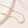 Brass Micro Pave Clear Cubic Zirconia Heart Link Chain Bracelets KK-CBA6980-23G-2