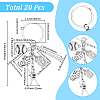 20Pcs Alloy Baseball Player & Baseball Bat & Hat Keychains KEYC-SC00044-2