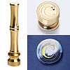 Golden Tone Brass Wax Seal Stamp Head with Bamboo Stick Shaped Handle LS-STAM-K001-05G-C-1