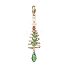Christmas Tree Glass & Brass Pendant Decorations HJEW-JM02012-1