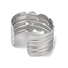 Grooved Wide 304 Stainless Steel Cuff Bangles for Women BJEW-B104-22P-3