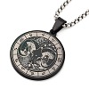 Retro Mandala 201 Stainless Steel Box Chain Constellation Pendant Necklaces for Women Men NJEW-M223-01B-1