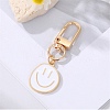 Smiling Face Enamel Pendant Decorations KEYC-WH0036-08LG-04-1