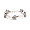Glass Pearl & Star Beaded Stretch Bracelet for Women BJEW-JB08389-4