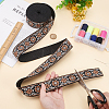 5 Yards Ethnic Style Polyester Jacquard Flower Ribbon OCOR-WH0090-042-3