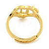 Heart with Letter & Flower Rack Plating Brass Adjustable Rings for Women RJEW-I105-05G-U-3