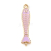Brass Enamel Fish Connector Charms KK-L255-15G-01-1
