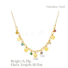 Light Luxury Stainless Steel Pave Colorful Cubic Zirconia Heart Tassel Bib Necklaces for Women Daily Wear GN8905-2-3