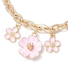 Alloy Pink Enamel Flower Pendant Cable Chain Purse Decorative Chains AJEW-BA00148-01-4