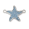 Brass Micro Pave Deep Sky Blue Cubic Zirconia Connector Charms KK-C086-14P-02-1