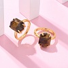 Hexagon Natural Tiger Eye Finger Rings RJEW-B113-02G-05-1