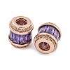 Rack Plating Brass Micro Pave Cubic Zirconia European Beads KK-F089-31RG-3