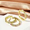 Brass Micro Pave Clear Cubic Zirconia Enamel Cuff Rings for Women RJEW-L113-022G-3