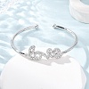 Brass Micro Pave Clear Cubic Zirconia Bangles BJEW-H209-07P-1