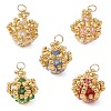Glass Seed Beaded Crown Pendants PALLOY-MZ01042-1