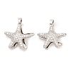Starfish Brass Micro Pave Clear Cubic Zirconia Pendants KK-G533-27P-1