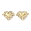 Rack Plating Brass Cubic Zirconia Heart Connector Charms KK-C084-08D-G-1