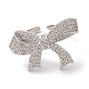 Bowknot Brass Micro Pave Clear Cubic Zirconia Open Cuff Rings for Women LS-RJEW-C098-17P-2
