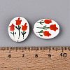 Hand Painted Tulip Flower Oval Porcelain Beads PORC-N012-11A-3