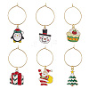 Christmas Theme Alloy Enamel Wine Glass Charms HJEW-JM00982-1