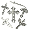 6Pcs 6 Styles Tibetan Style Alloy Cross Pendants FIND-FS0002-57-3