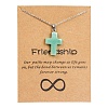 Natural Green Aventurine Cross Pendant Necklace with Stainless Steel Cable Chains PW23032791067-1