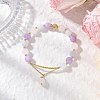 Natural Aquamarine & Rose Quartz & Amethyst Round Beaded Bracelets BJEW-JB11925-03-1