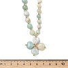 Saint Patrick's Day Natural Flower Amazonite Clover Pendant Round Beaded Necklaces with Brall Heart OT Clasps NJEW-G202-02G-03-5
