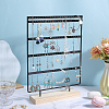 SUNNYCLUE 1 Set 5-Tier Rectangle Iron Jewelry Dangle Earring Organizer Holder with Wooden Base EDIS-SC0001-07A-4