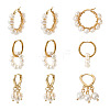 Kissitty 3 Pairs 3 Style Natural Pearl Beaded Hoop Earrings for Girl Women EJEW-KS0001-02-10