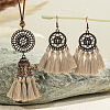 Bohemian Alloy Enamel & Wood Pendant Necklaces & Dangle Earrings Sets WG0DDDA-08-1