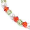 Faceted Bicone Imitation Austrian Crystal & Round Shell Pearl Beaded Bracelets for Women BJEW-JB10770-3