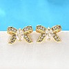 Bowknot Brass Micro Pave Clear Cubic Zirconia Stud Earrings EJEW-G433-05G-2