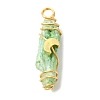 2Pcs Electroplated Natural Quartz Crystal Dyed Copper Wire Wrapped Pendants PALLOY-JF03172-01-3