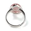 Cherry Quartz Glass Teardrop Adjustable Rings RJEW-K371-08S-13-4