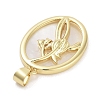 Rack Plating Brass Pave Shell Pendants KK-Z064-28G-04-2