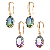 2 Pairs 2 Colors Brass Cubic Zirconia Dangle Earrings EJEW-GO0002-18-1