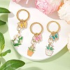 3Pcs Potted Plant & Butterfly Alloy Enamel Pendant Keychains KEYC-JKC01160-2