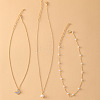 3Pcs Alloy with Plastic Pearl Butterfly Pendant Necklaces for Women WG0BA08-01-2