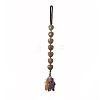 Heart Natural Unakite & Mixed Stone Chips Tassel Pendant Decorations HJEW-JM00948-03-1