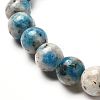 Natural K2 Stone/Raindrop Azurite Round Beads Stretch Bracelet for Men Women BJEW-JB06812-2